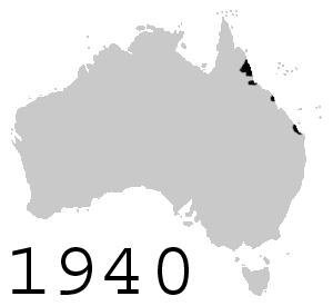 Advance of invasive cane toads in Australia, 1940-1980. [GIF] [300x275]